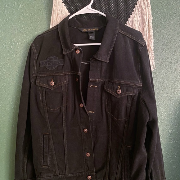 Harley-Davidson black over dyed denim jacket - Picture 3 of 5